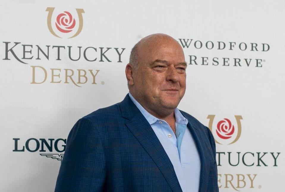 Actor Dean Norris, known for playing DEA agent Hank Schrader on the AMC series “Breaking Bad,” walks the red carpet at Churchill Downs in Louisville, Ky., Saturday, May 7, 2022.