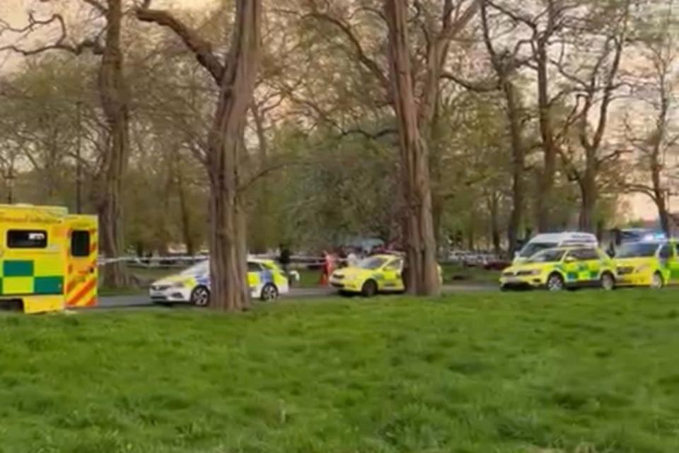 Police at the scene of the Clapham Common stabbing (Supplied)