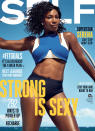 <p>The tennis pro served face with a side of abs on the cover of <i>Self</i> in an allSisters swimsuit layered under a Jacquemus top and Chromat knickers. <i>(Photo: Mark Seliger for Self magazine)</i></p>