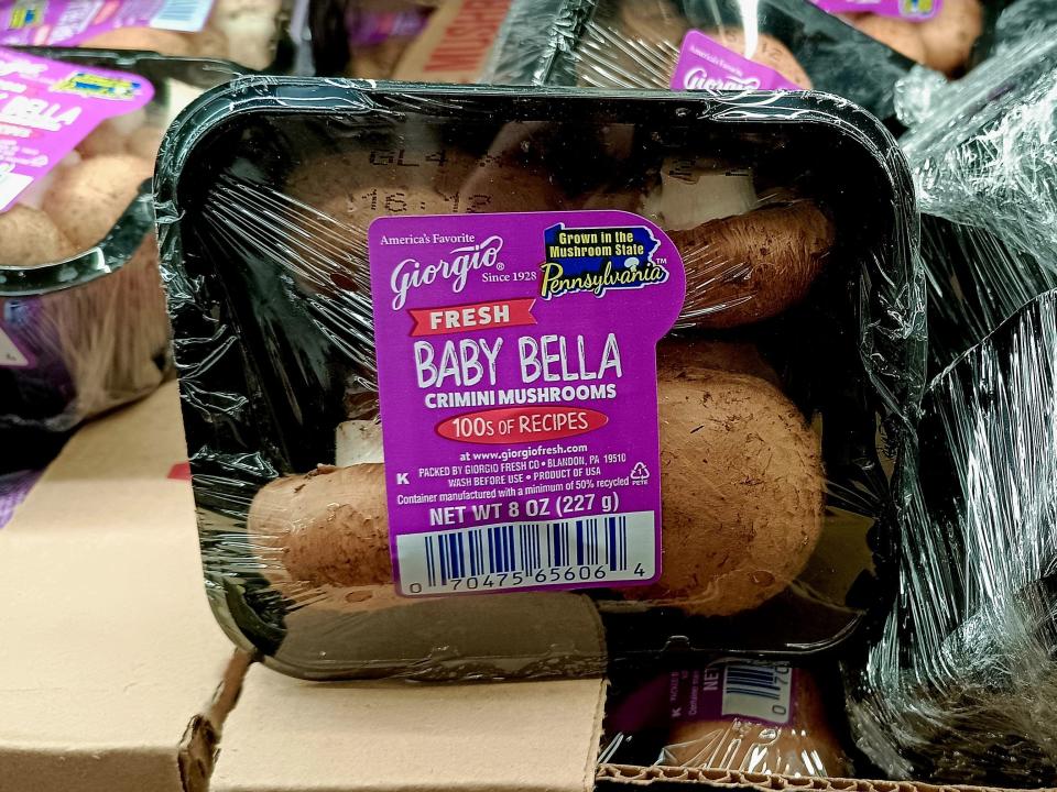 Baby bella mushrooms at Aldi