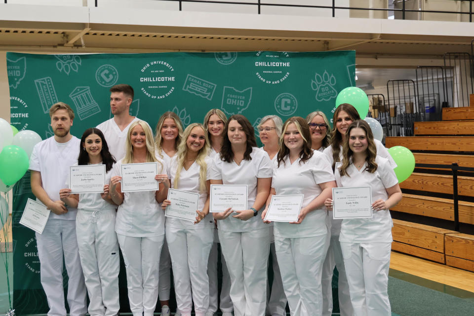 In a nurse pinning ceremony on May 2, 2024, 27 Bachelor of Science in Nursing and 16 Associate in Applied Science in Nursing graduates of Ohio University Chillicothe received their nurse pins.