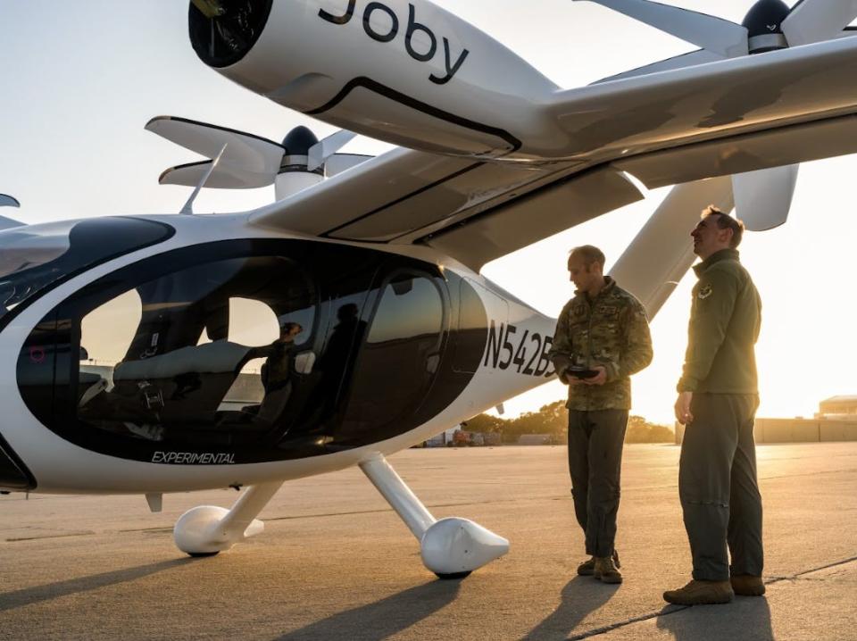 US Air Force personnel with Joby's experimental eVTOL.