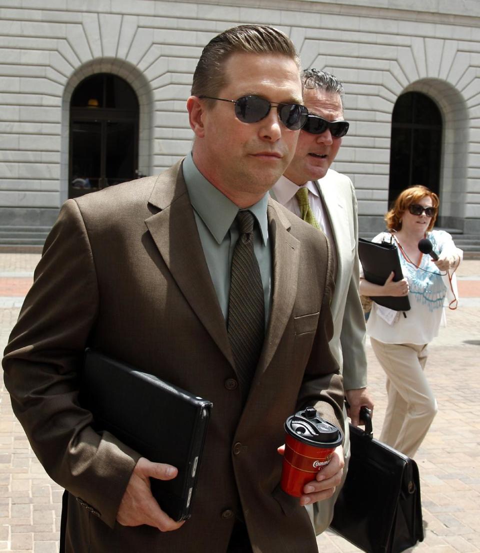 Actor Stephen Baldwin arrives at Federal Court after a lunch break in New Orleans Monday, June 4, 2012. Baldwin has sued fellow actor Kevin Costner over their investments in a device that BP used in trying to clean up the massive Gulf of Mexico oil spill. The federal lawsuit filed in New Orleans on Wednesday by Baldwin and a friend claims Costner and a business partner duped them out of their shares of an $18 million deal for BP to purchase oil-separating centrifuges from a company they formed after the April 20 spill. ( AP Photo/Bill Haber)