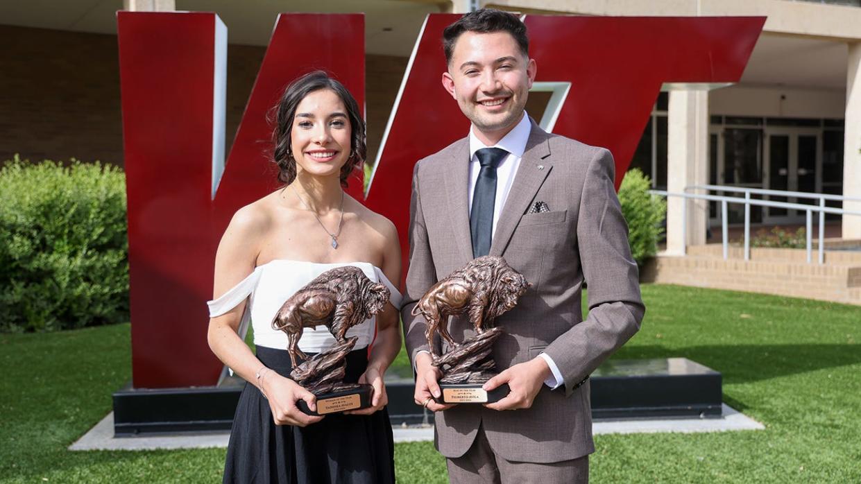 Yadhira “Yaya” Avalos, a junior biology / pre-med major from Hereford, and Filiberto Avila, a senior digital media and communication major from Spearman, were named West Texas A&M University Woman and Man of the Year at an April 19 ceremony.