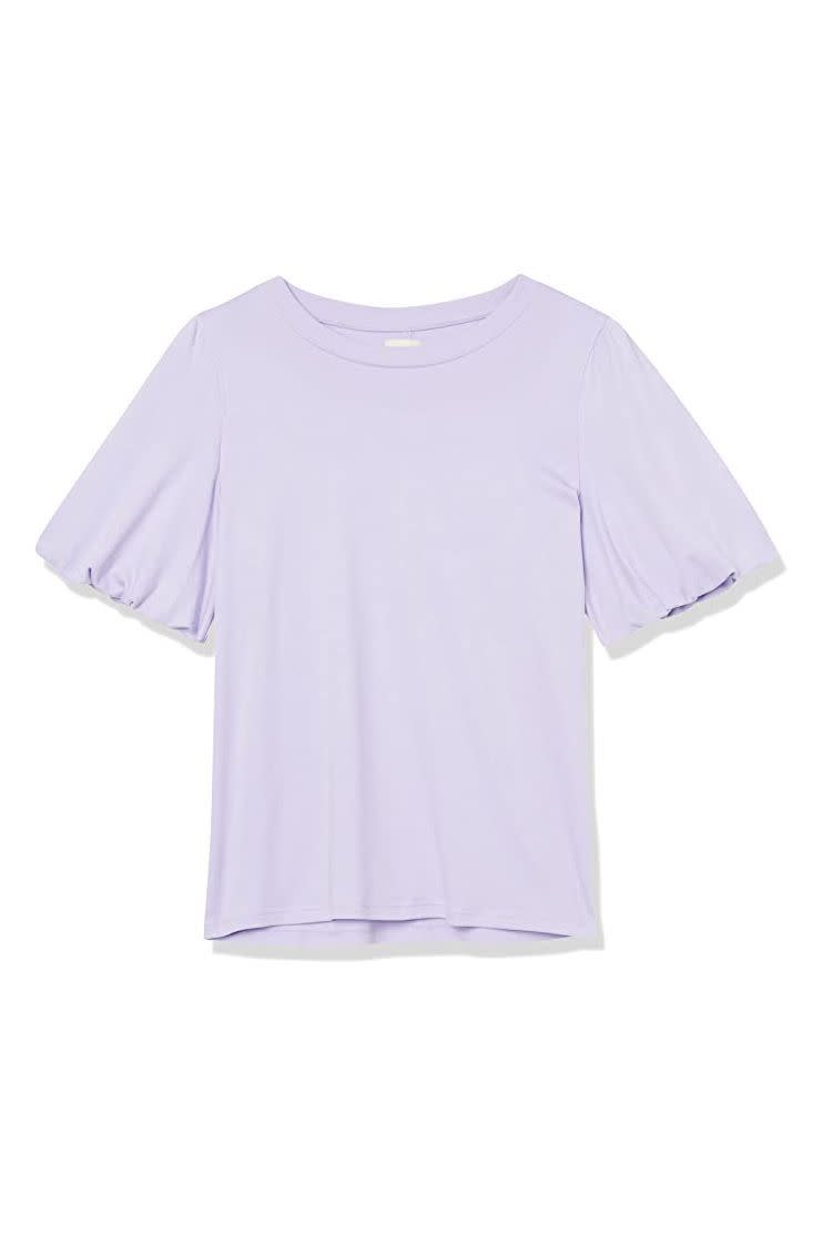 2) Jersey Puff Sleeve Crewneck Top