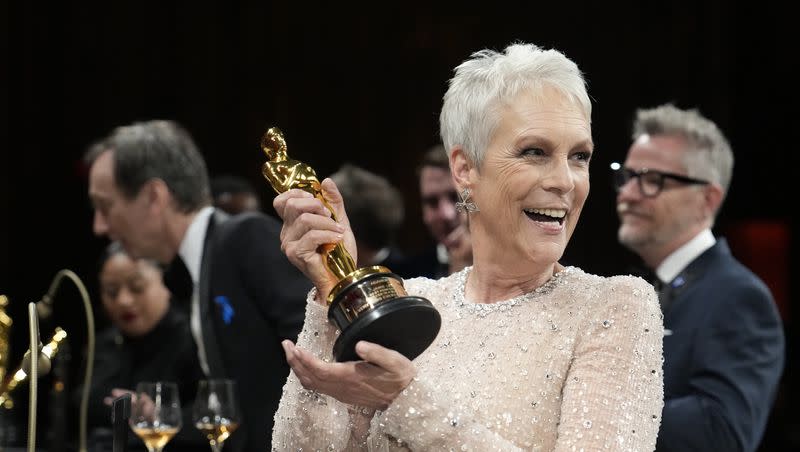 Jamie Lee Curtis, winner of the award for best performance by an actress in a supporting role for “Everything Everywhere All at Once,” attends the Governors Ball after the Oscars on Sunday, March 12, 2023, at the Dolby Theatre in Los Angeles.