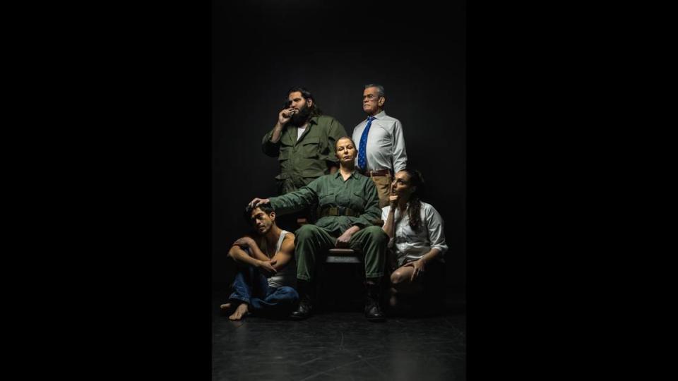 “The Walls Have Ears” is a new play by Robby Ramos that focuses on one family during the 1962 Cuban Missile Crisis. The cast features, from left seated, David Zaldivar, Monica Steuer, and Juliana Martinez, and standing, Robby Ramos and Bill Schwartz.