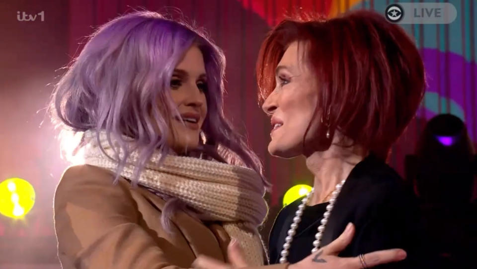 Kelly Osbourne hugs mother Sharon Osbournen after her 'CBBUK' exit