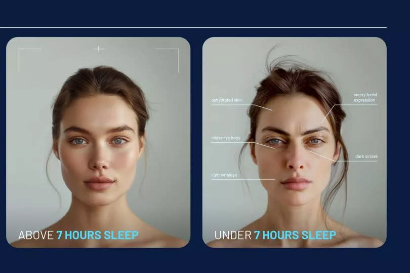 Woman with and without seven hours sleep