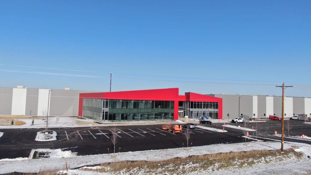 The front facade of Carnivore Meat Co.'s new, $55 million production and office facility in the 3700 block of Finger Road on Green Bay's east side in late 2023. Carnivore makes raw dog and cat food and treats.