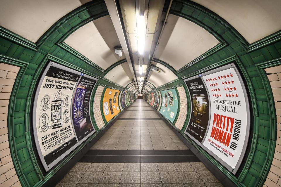 Only key workers are allowed to use the London Underground, which means stations are empty.