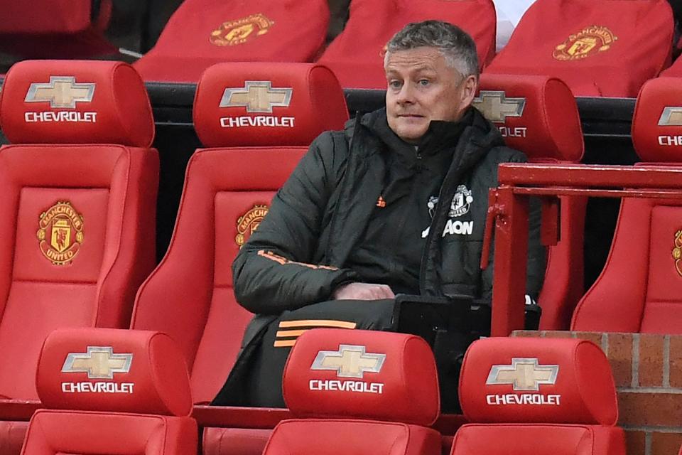 <p>Ole Gunnar Solskjaer was forced to make 10 changes to his team against Leicester </p> (POOL/AFP via Getty Images)