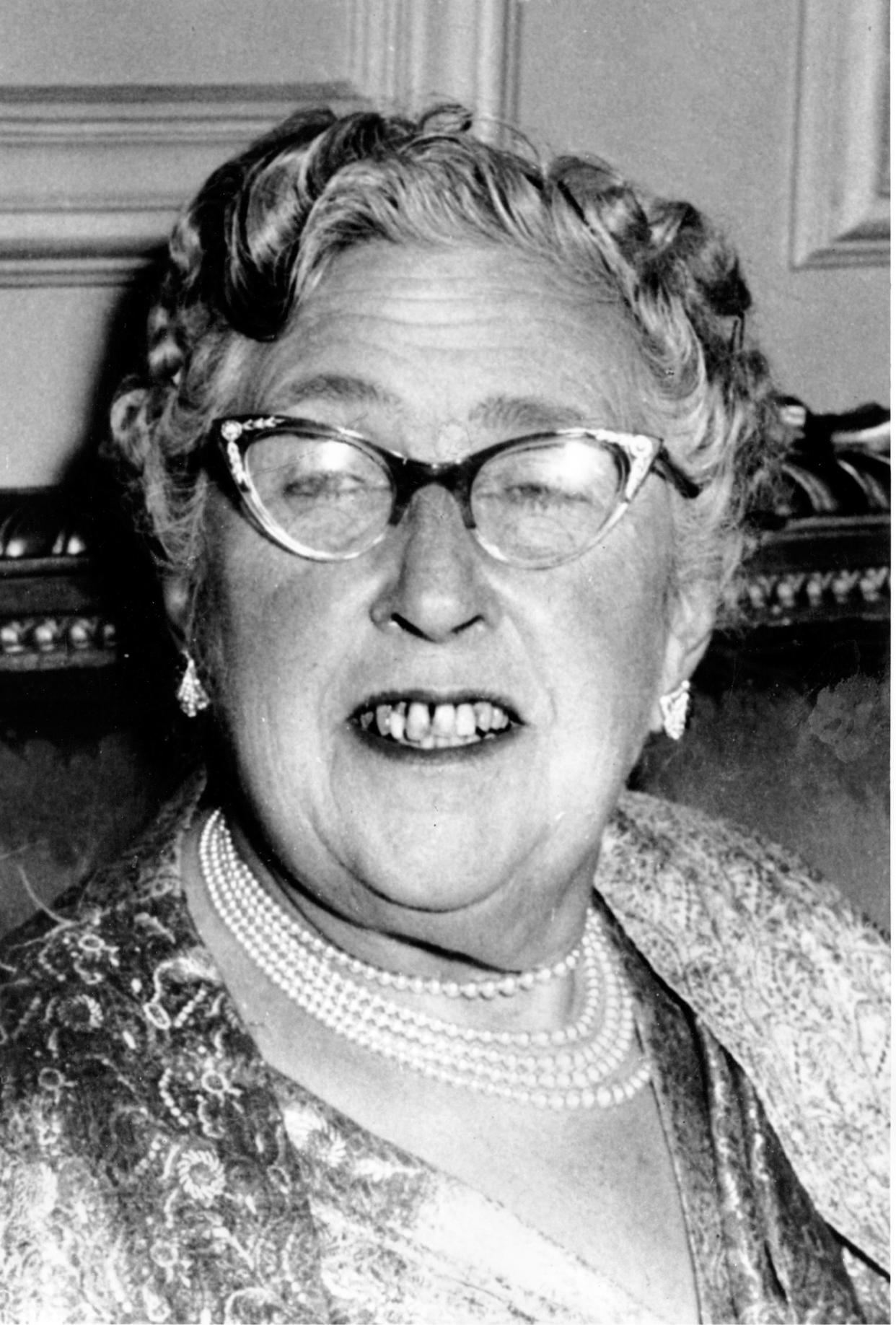 This is a 1956 photo of mystery writer Agatha Christie.