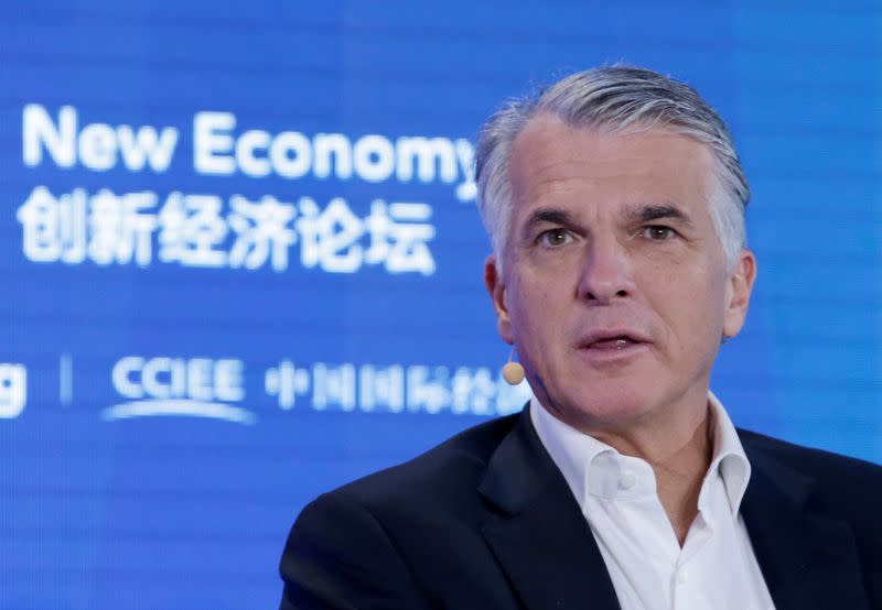 FILE PHOTO: UBS CEO Sergio Ermotti attends the 2019 New Economy Forum in Beijing