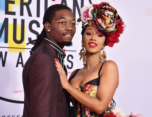 <p>David Crotty/Patrick McMullan via Getty </p> Offset and Cardi B at the American Music Awards in October 2018