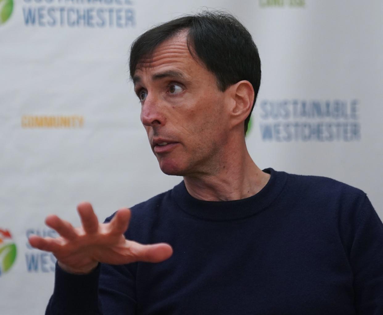 Sustainable Westchester's Executive Director Noam Bramson discusses Westchester Power and Community Choice Aggregation at their Mount Kisco office on March 15, 2024.
