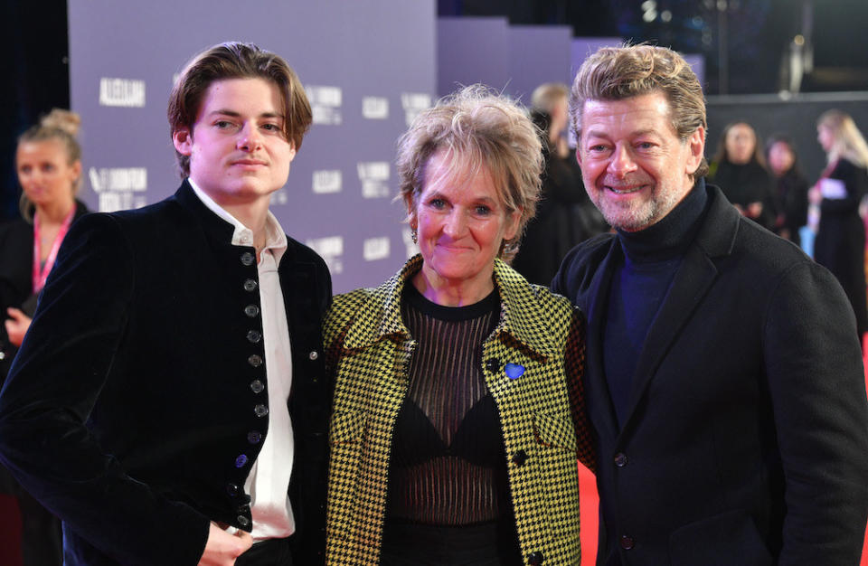 Louis with Andy and Louis's mother, Lorraine Ashbourne, on the red carpet