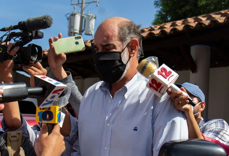 Nicaragua's Michael Healy, President of Superior Council of Private Companies (COSEP), speaks to the media after leaving the prosecutors office in Managua