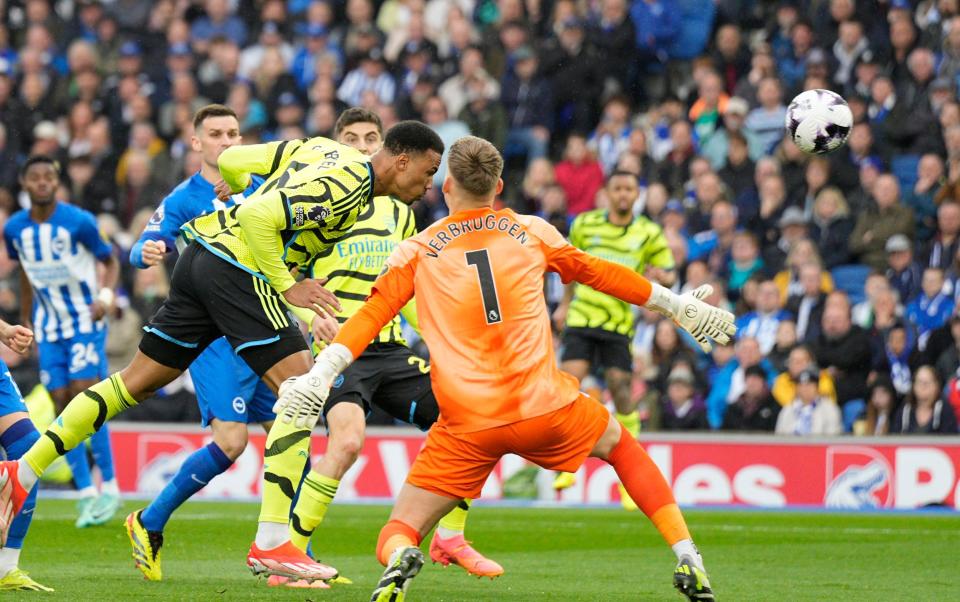 Gabriel heads towards goal