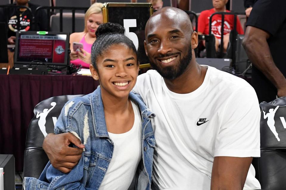 Kobe Bryant and his daughter Gianna Bryant at the WNBA All-Star Game 2019 at the Mandalay Bay Events Center on July 27 (Getty Images)