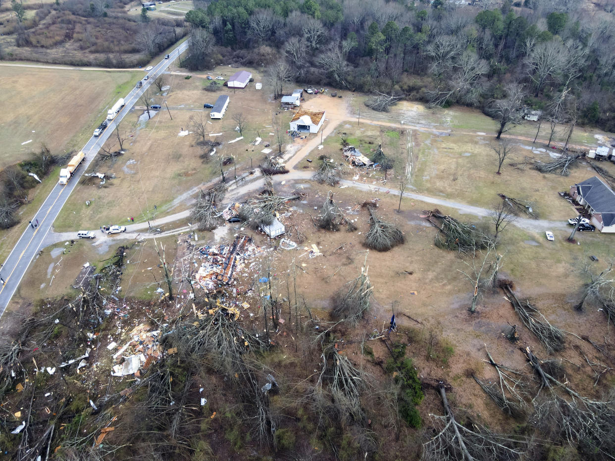 A tornado shredded the walls of homes, toppled roofs and uprooted trees in Selma, Ala., a city etched in the history of the civil rights movement