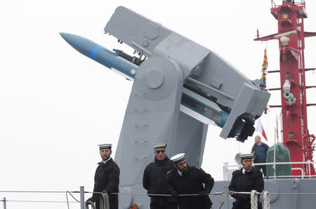 The Royal Australian Navy's Adelaide class guided missile frigate HMAS Melbourne (III) arrives at Qingdao Port for the 70th anniversary celebrations of the founding of the Chinese People's Liberation Army Navy (PLAN), in Qingdao, China, April 21, 2019. REUTERS/Jason Lee