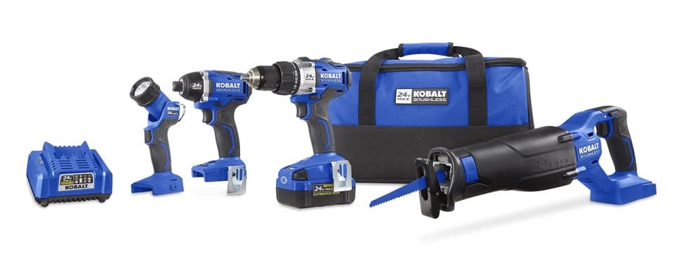 Kobalt 4-Tool 24-Volt Max Brushless Power Tool Combo Kit With Soft Case and 1-Battery and Charger