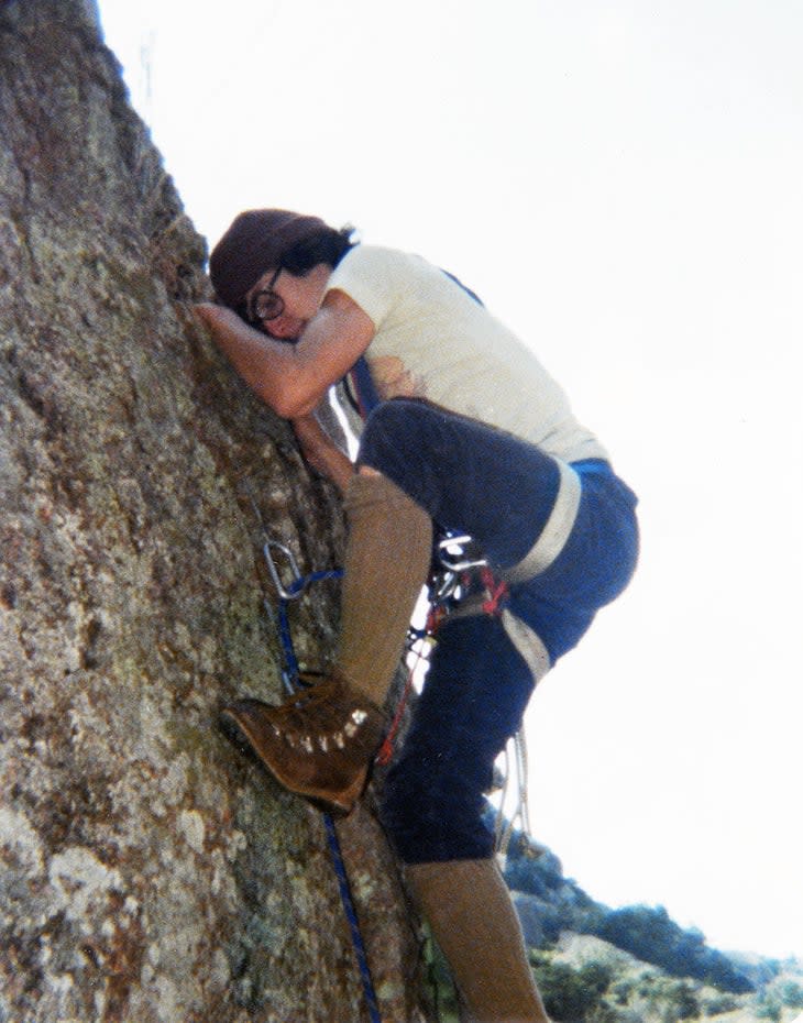 Old photo of author climbing in the Wichita Mountains of Oklahoma, in 1976.