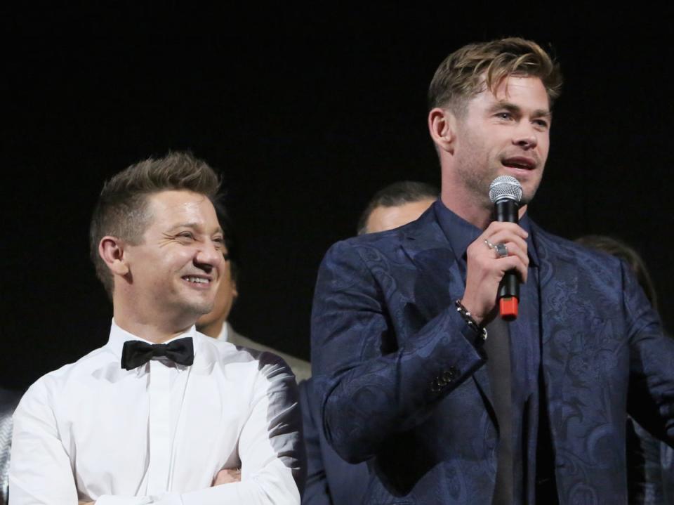 Chris Hemsworth has praised Jeremy Renner’s recovery after he was involved in a snowplough accident at the start of 2023 (Getty Images for Disney)
