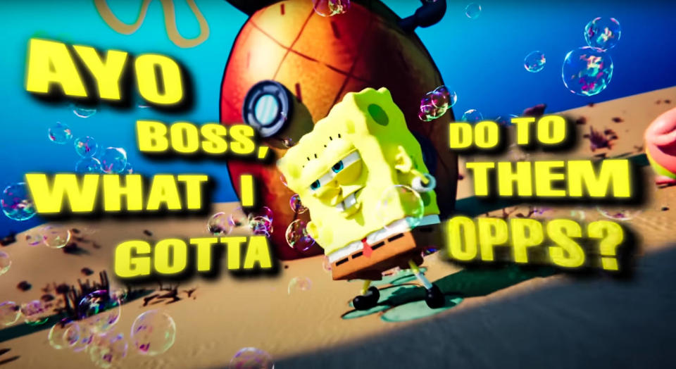SpongeBob appears in Glorb's music video 