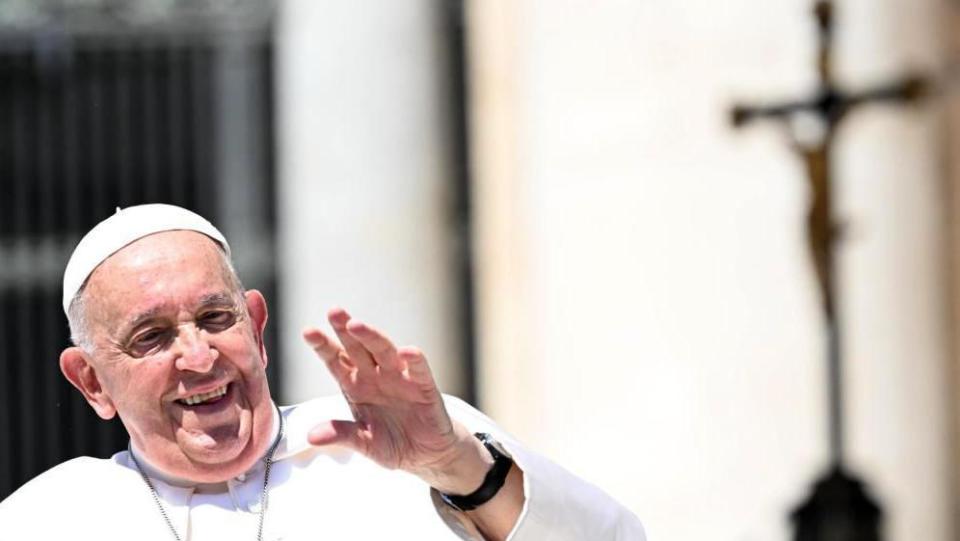 Pope Francis greets faithful during his Wednesday general audience in Saint Peter's Square at the Vatican, 12 June 2024.