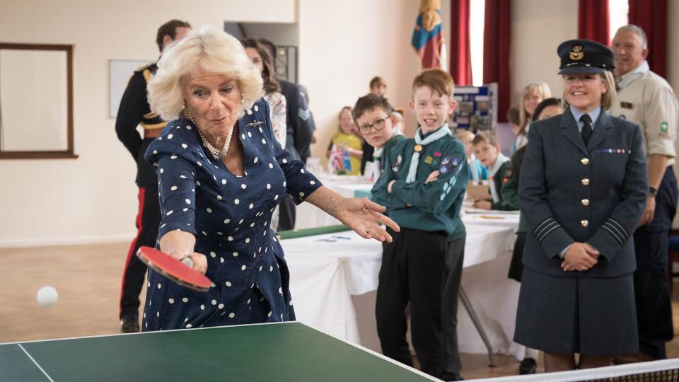 camilla playing table tennis