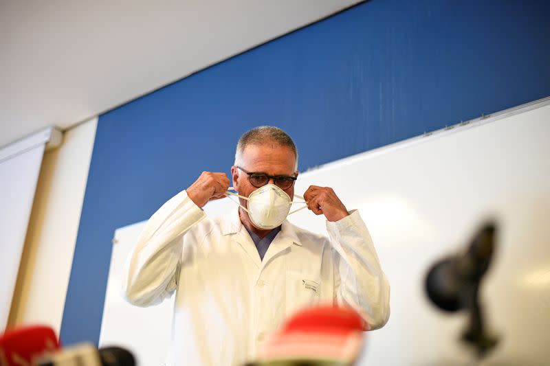 Professor Alberto Zangrillo, head of ICU at San Raffaele Hospital, speaks during a news conference, in Milan