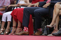 <p>The Canadian prime minister has taken up the mantle of sock-loving pol, and thank goodness for it. In July 2016, he wore red maple-leaf socks for Canada Day, Canada's 149th birthday. And in early May, as <a rel="nofollow noopener" href="https://www.gq.com/gallery/justin-trudeau-socks-patterns" target="_blank" data-ylk="slk:GQ pointed out;elm:context_link;itc:0;sec:content-canvas" class="link "><em>GQ </em>pointed out</a>, Trudeau rocked a pair of mismatched R2D2 and C3PO Star Wars socks for another event with Varadkar followed by some <a rel="nofollow noopener" href="https://twitter.com/SteveKopack/status/867918656235335680" target="_blank" data-ylk="slk:NATO;elm:context_link;itc:0;sec:content-canvas" class="link ">NATO</a>-branded socks later in the month. The force is strong with this one.</p>