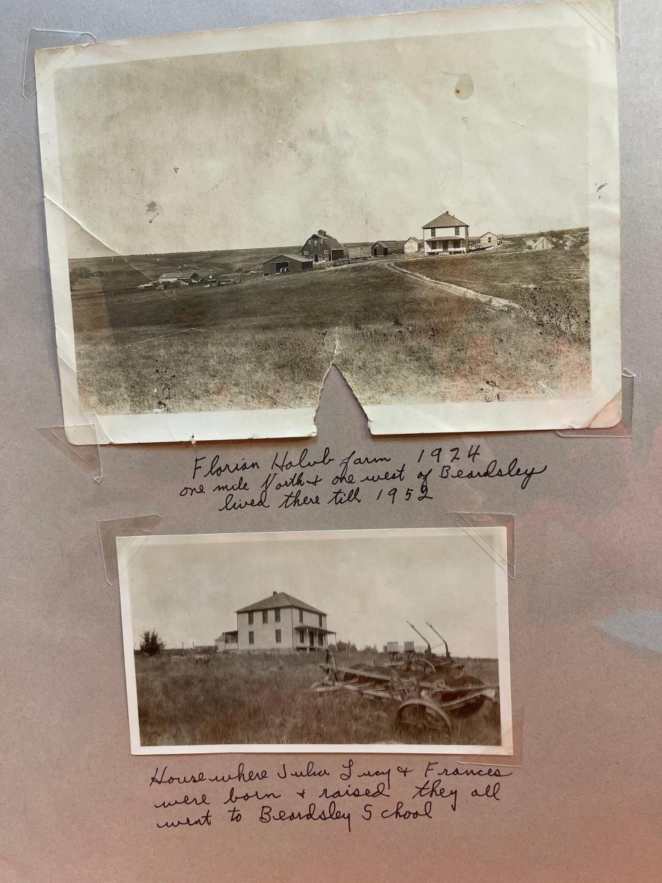 The Holub family farm near Beardsley, Kansas, in a picture of a picture taken in 1924.