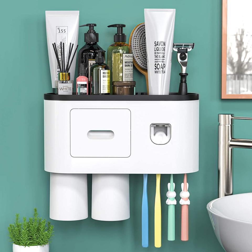 Wall-Mounted Automatic Toothbrush Holder and Toothpaste Dispenser
