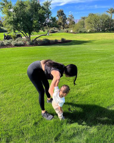 <p>Kylie Jenner Instagram</p> Kylie Jenner with her son Aire Webster outdoors