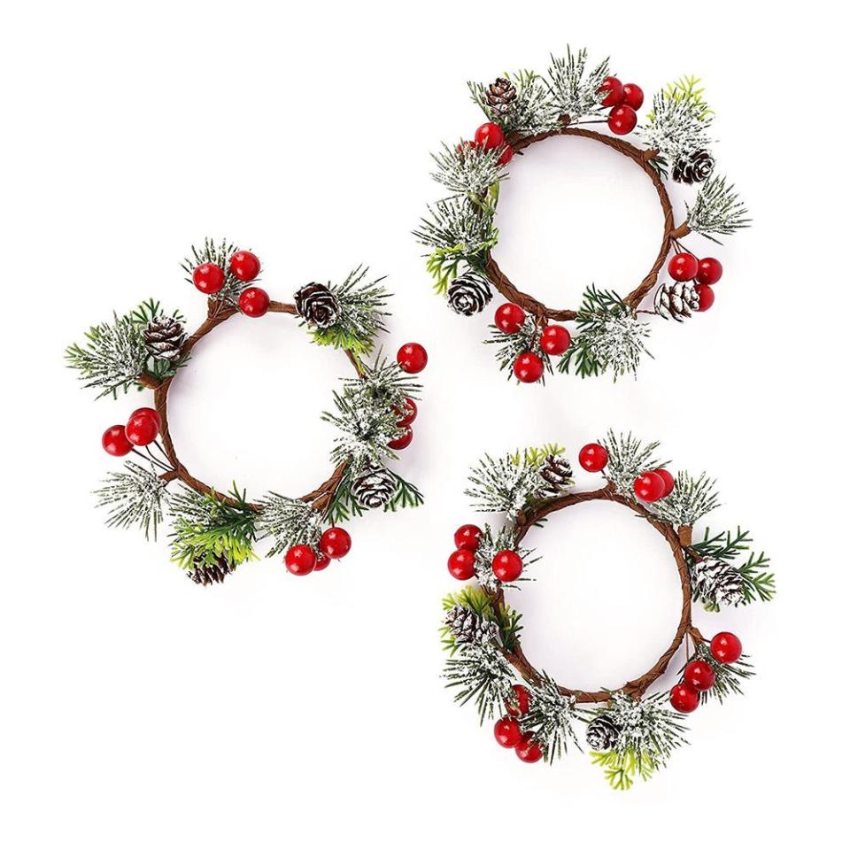 24) Mini Christmas Wreath Ring Decoration (Set of 3)