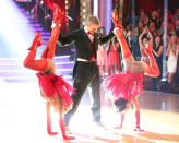 Peta Murgatroyd, Sean Lowe and Sharna Burgess perform on "Dancing With the Stars."