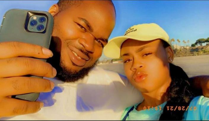 Amaree’ya Henderson is pictured with his girlfriend Shakira Hill. Henderson was delivering for DoorDash when he was pulled over by a Kansas City, Kansas, police officer and then shot and killed during the encounter.