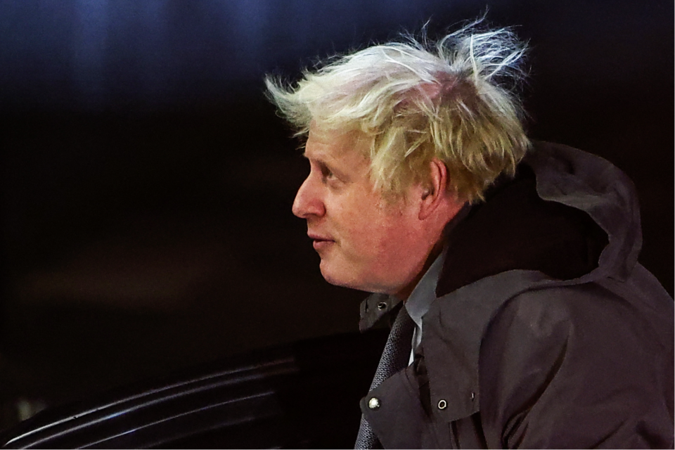 Boris Johnson arriving at the inquiry (AFP via Getty Images)