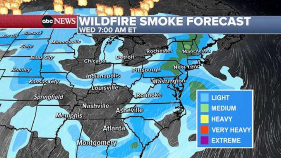 PHOTO: Wildfire Smoke Forecast Map, Wednesday 7AM (ABC News)