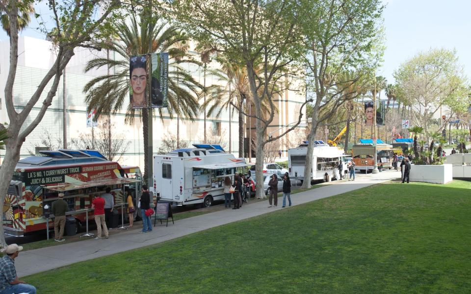 Food trucks outside the Los Angeles County Museum of Art