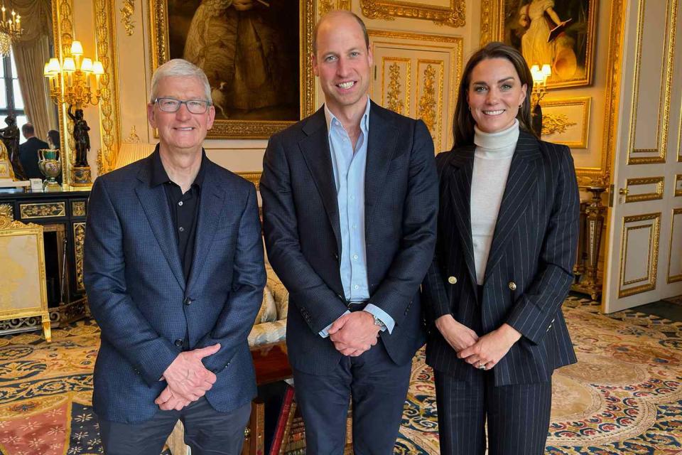 <p>Tim Cook/X</p> Prince William and Kate Middleton with Tim Cook, CEO of  Apple