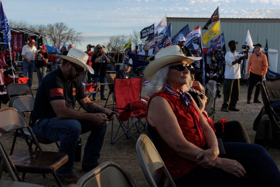 A worship service during the "Take Our Border Back" convoy rally, Feb. 3, 2024, in Quemado, Texas.