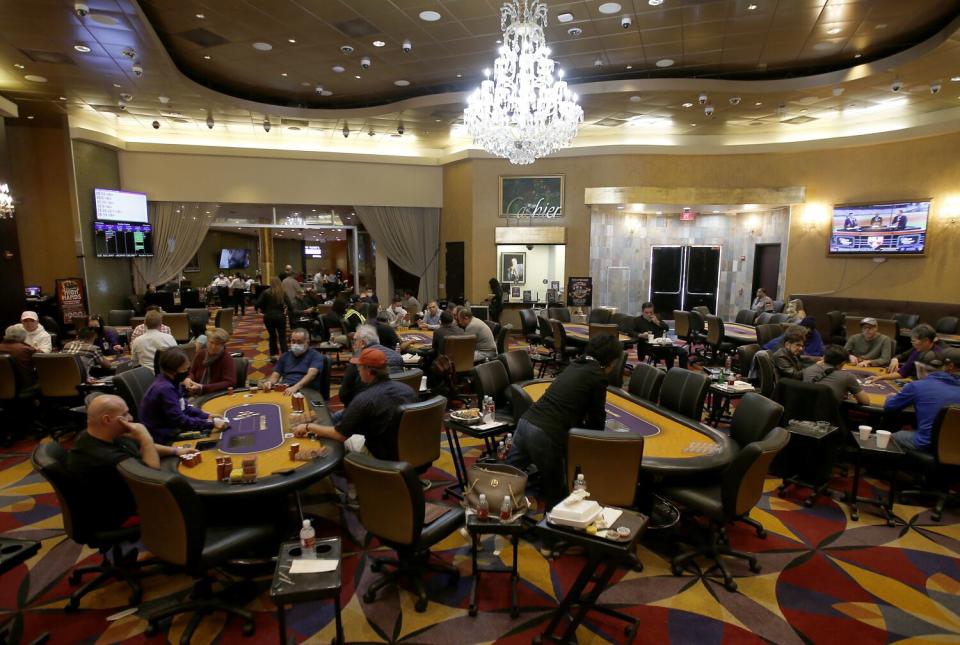The poker room at Hustler Casino