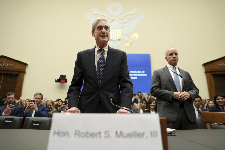 Special counsel Robert Mueller testified before the House Intelligence Committee and House Judiciary Committee on Wednesday. (Photo: ASSOCIATED PRESS)