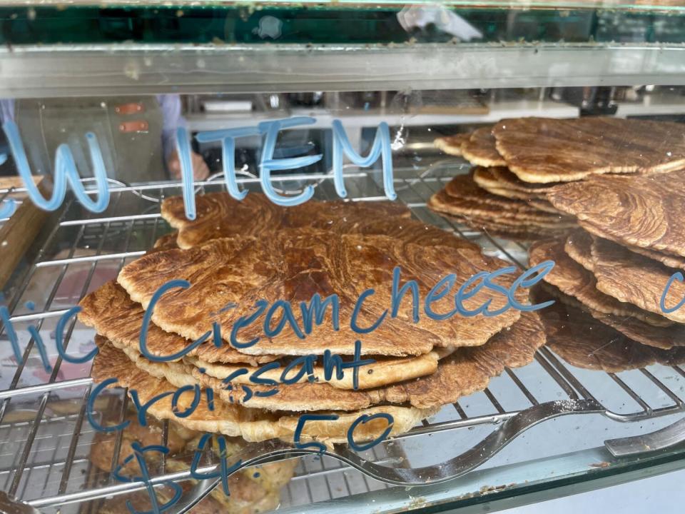 Flat croissants, also called keu-loong-gi, from Coin de Rue bakery in Koreatown.