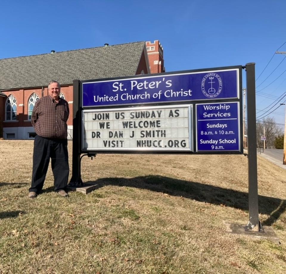 Rev. Dan J Smith had been installed in June as pastor of St Peter’s United Church of Christ in New Haven, Missouri. He was killed Friday while traveling home from a football game in Illinois with a friend (Dorothy Schowe)