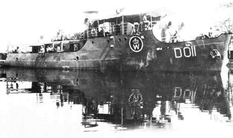 The minesweeper ship Endeh, which was torpedoed by a Japanese destroyer.